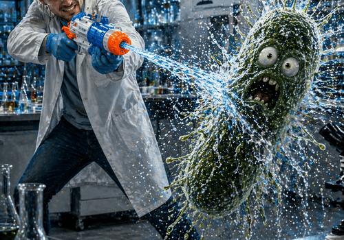 image d'un technicien de laboratoire qui projette un liquide sur une bactérie