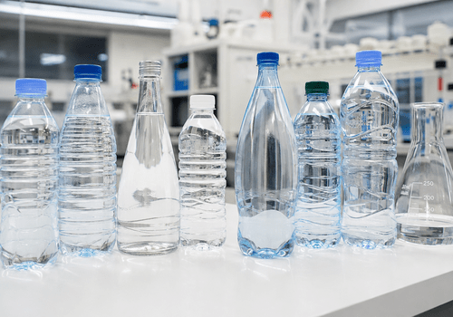 plusieurs bouteilles d'esu dans un labo
