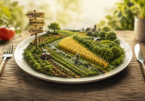 un paysage agricole dans une assiette