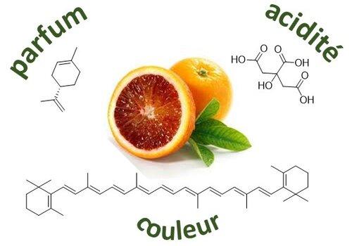 Limonène, acide citrique, carotène