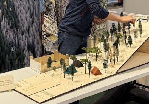 Maquette d'un versant de montagne avec une forêt