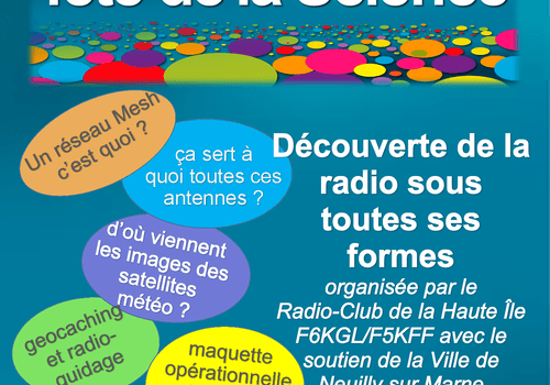Samedis 3 et 10 octobre 2026  de 11h00 à 18h00 sur le Port de Plaisance de Neuilly s/ Marne (93) : Découverte de la radio sous toutes ses formes  organisée par le  Radio-Club de la Haute Île F6KGL/F5KFF