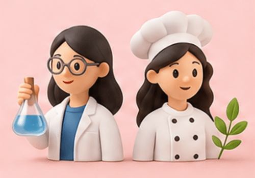 Illustration d'une femme scientifique et l'autre femme cheffe de cuisine