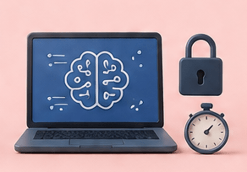Illustration d'un ordinateur avec un chronomètre et un cadenas