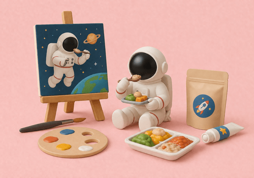 Illustration d'un astronaute assis à côté d'une peinture
