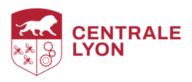 Logo indiquant centrale lyon avec l'image d'un blason séparé en trois : en haut un lion, en bas des abeilles et des rouages