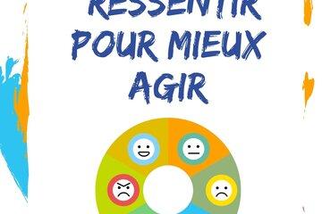 Affiche coloré : l'air : ressentir pour mieux agir, roue avec pictogrammes des émotions