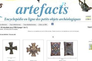 Capture d'écran du site d'Artefacts, encyclopédie en ligne des petits objets archéologiques