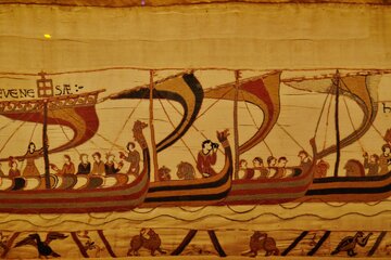 Fragment de la tapisserie de Bayeux avec les bateaux de Guillaume le Conquérant