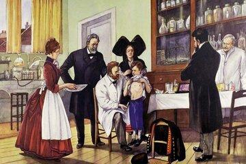 Pasteur injectant le vaccin contre la rage
