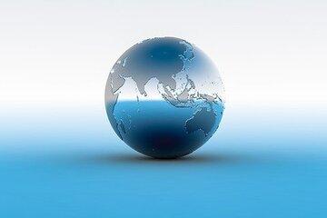 une boule planète au centre d'un dégradé de bleu
