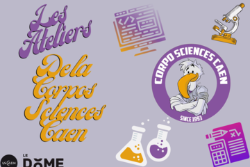 Image avec le logo de la Corpo Sciences Caen et différents logo scientifique