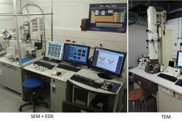 Photo de l’installation du SEMFEG + EDX et TEM de la FCMat