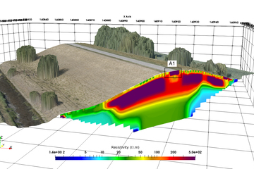 Combinaison d'un modèle de terrain 3D avec une tomographie de résistivité électrique sur digue