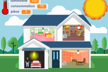 une simulation de maison avec différentes pièces dont il faut gérer la température et la luminosité