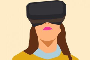 Femme avec un casque de réalité virtuelle 