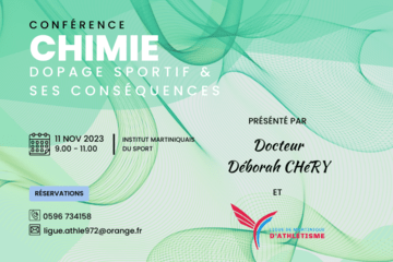 Chimie, dopage sportif et ses conséquences flyer conférence chimie
