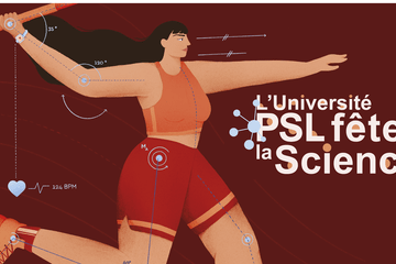 Visuel PSL Fëte la science, uen sportive lance un javelot