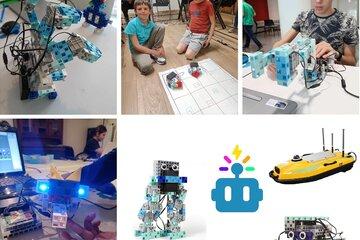 exemples d'éléments robotisés image de plusieurs robots et des enfants qui les utilisent