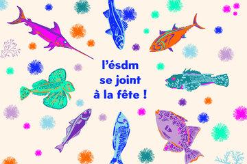 des poissons très colorés rejoignent le centre, tels les étudiant.e.s qui se joignent à la fête !