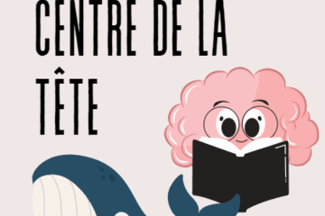 Image de couverture du livret de jeu de rôle, avec un cerveau qui tient un livre dans ces mains et une baleine. Le titre du jeu de rôle est affiché.