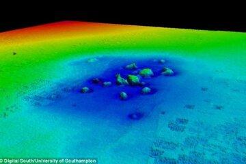 Vue en 3D de l’église de Sainte-Catherine, dans la ville submergée de Dunwich, en Angleterre. © Université de Southampton