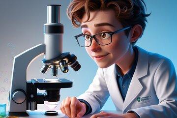 Etudiant en science avec un microscope