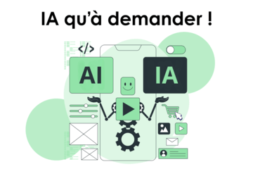 Y a qu'à demander ! Un robot représentant une Intelligence Artificielle vous propose deux choix avec ses mains entre l'IA et l'AI