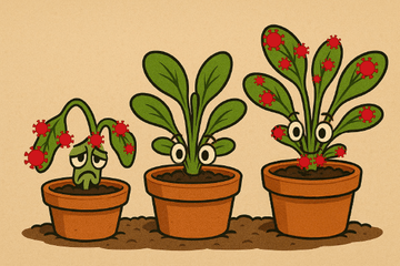 Plante infectée symptomatique, non infectée et affectée tolérante