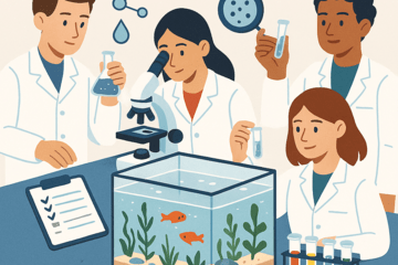 Des chercheurs étudient les propriétés physico-chimiques d'un milieu aquatique.