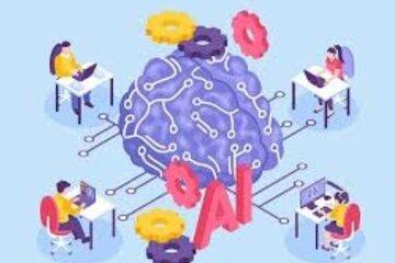 IA et Intelligence Collective Image avec des gens et une IA collaborant