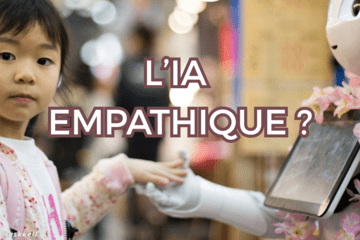Une petite fille pose sa main sur celle du robot "Pepper"