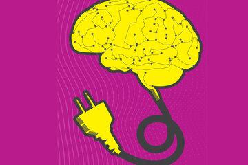 dessin de cerveau branché sur prise électrique