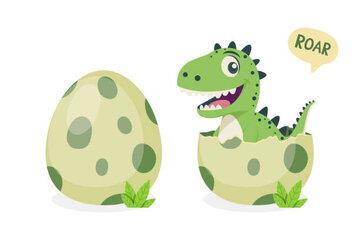 petit bébé dinosaure dans la coquille de son oeuf