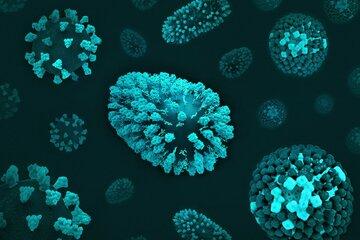 Groupes de cellules bleues et vertes sur une surface noire