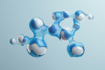 Objet bleu et blanc flottant dans l'air