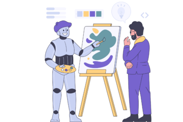 1 robot peint un tableau