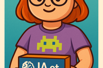 Illustration montrant un personnage tenant une boite de jeu