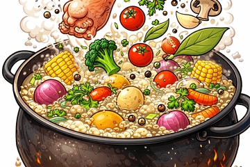 Image d'un chaudron plein de légumes