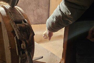 Les enfants voient en direct la transformation du grain en farine