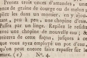 Recette de remède rédigée par Samuel Auguste Tissot (médecin) dans son ouvrage Avis au peuple sur sa santé, publié en 1761