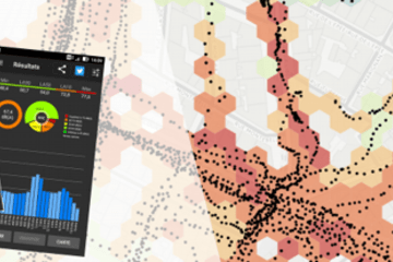 Captures d'écrans de l'application NoiseCapture et aperçu d'une carte de bruit collaborative