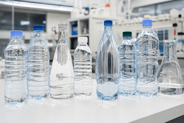 plusieurs bouteilles d'esu dans un labo