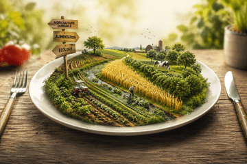 un paysage agricole dans une assiette