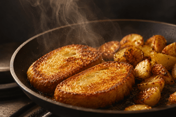 pain grillé et pommes sautés