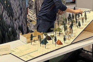 Maquette d'un versant de montagne avec une forêt
