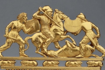 Peigne scythe en or de Solokha (Ukraine), IVe siècle av. J.-C., musée de l'Ermitage (détail)