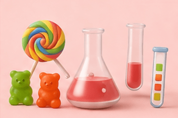 Illustration de bonbons et équipement de laboratoire