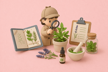 Illustration d'une personne qui observe à travers une loupe des plantes