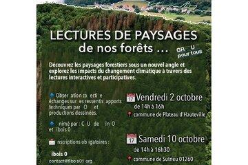 Flyer de présentation des 2 lectures paysagères "Forêt et changement climatique"